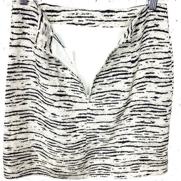 Anthropologie Womens Bellevue My Way Mini Skirt Linen Blend White Black Small - Picture 14 of 14